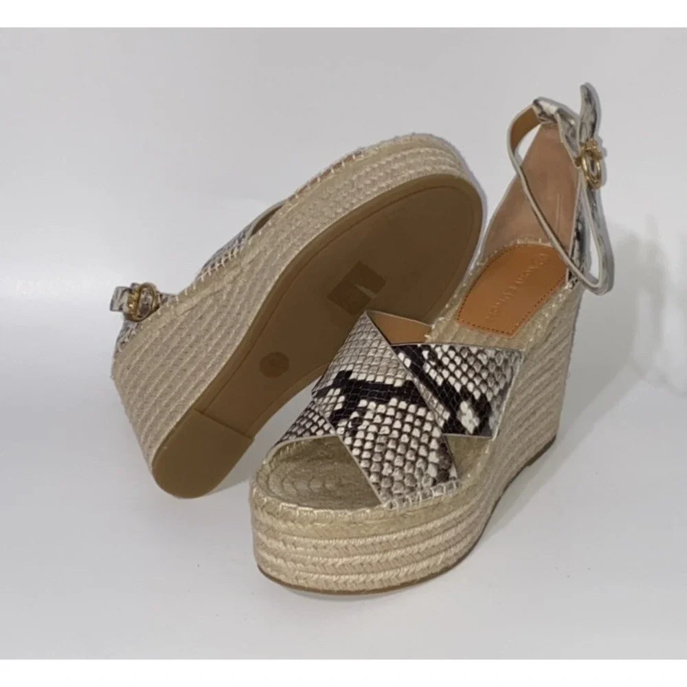 Tory Burch Wedge Espadrille 5.5 Sandals Selby Snake 105MM Platform $380